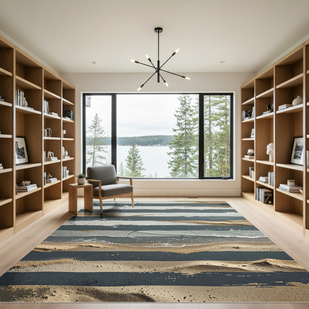 Earthy Tone Abstract Stripe Composition Rug