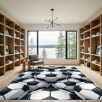 Classic Black and White Soccer Ball Rug