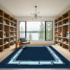 Deep Blue Rectangular Frame Rug