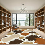Abstract Earthy Brown Brush Stroke Rug