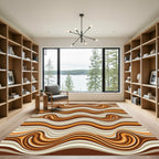 Retro Warm Earth Swirl Stripe Rug