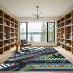 Dynamic Race Track Championship Checkered Graphic Rug
