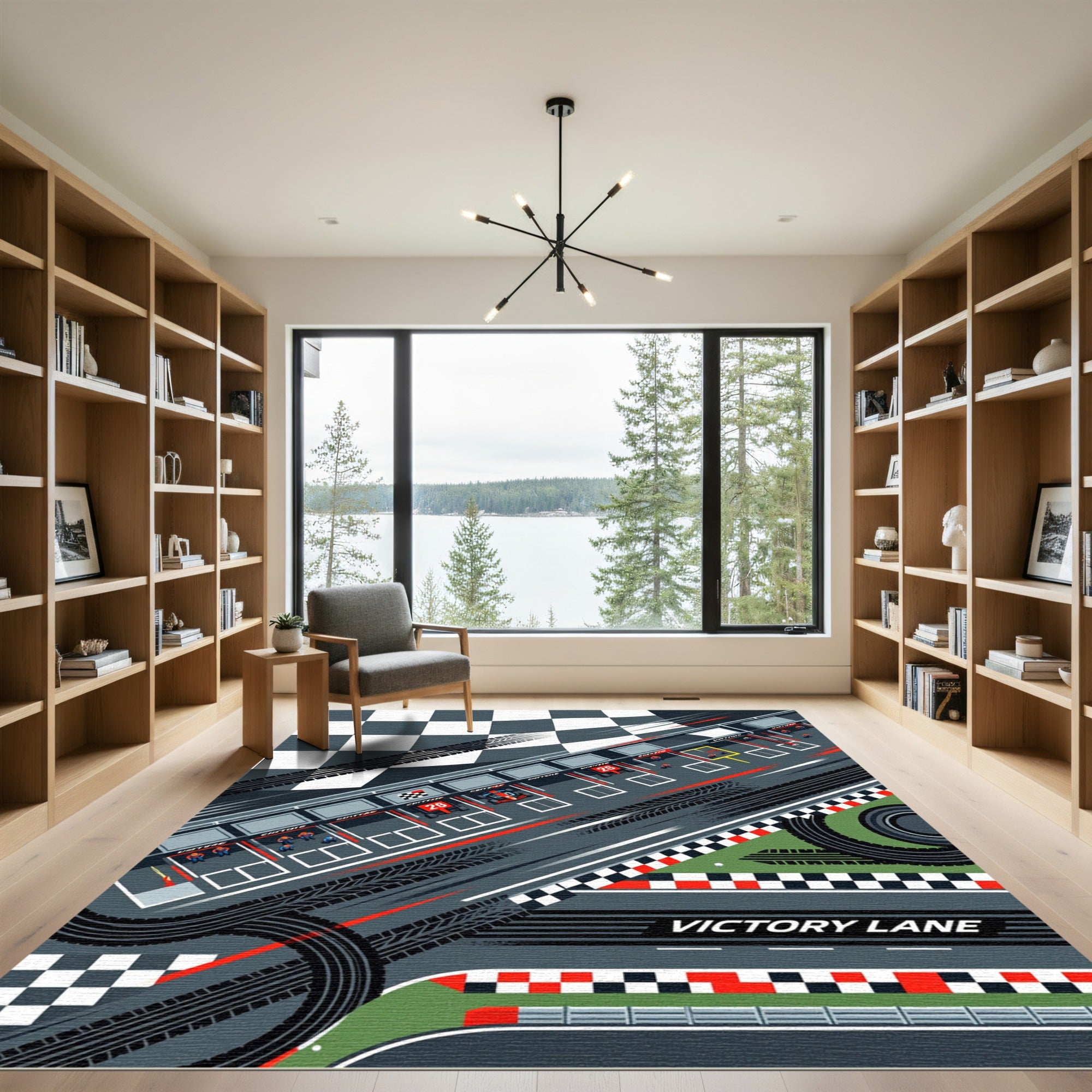 Dynamic Race Track Championship Checkered Graphic Rug