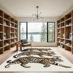 Stacked Leopard Portrait Art Composition Rug