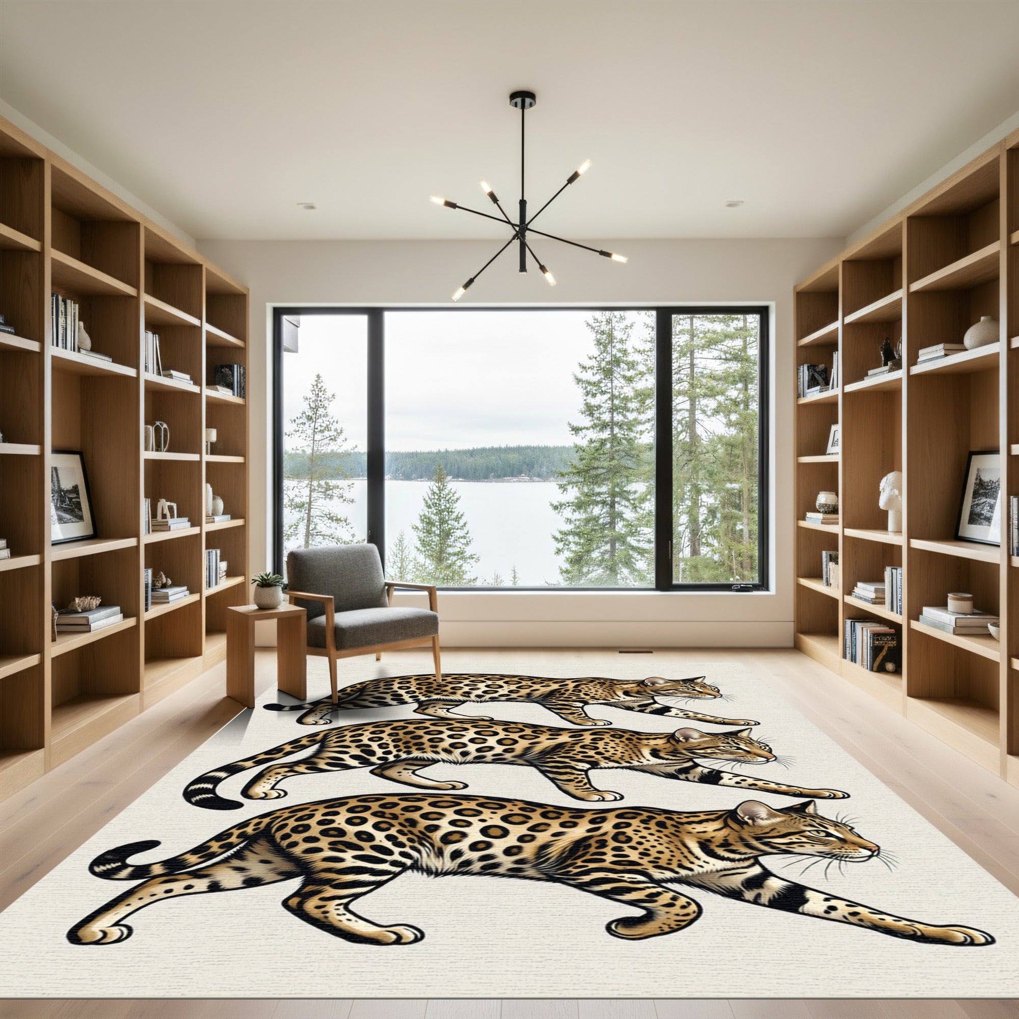 Stacked Leopard Portrait Art Composition Rug