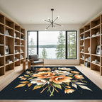 Golden White Peony Bouquet Rug