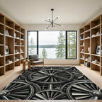 Industrial Gray Turbine Fan Collage Rug