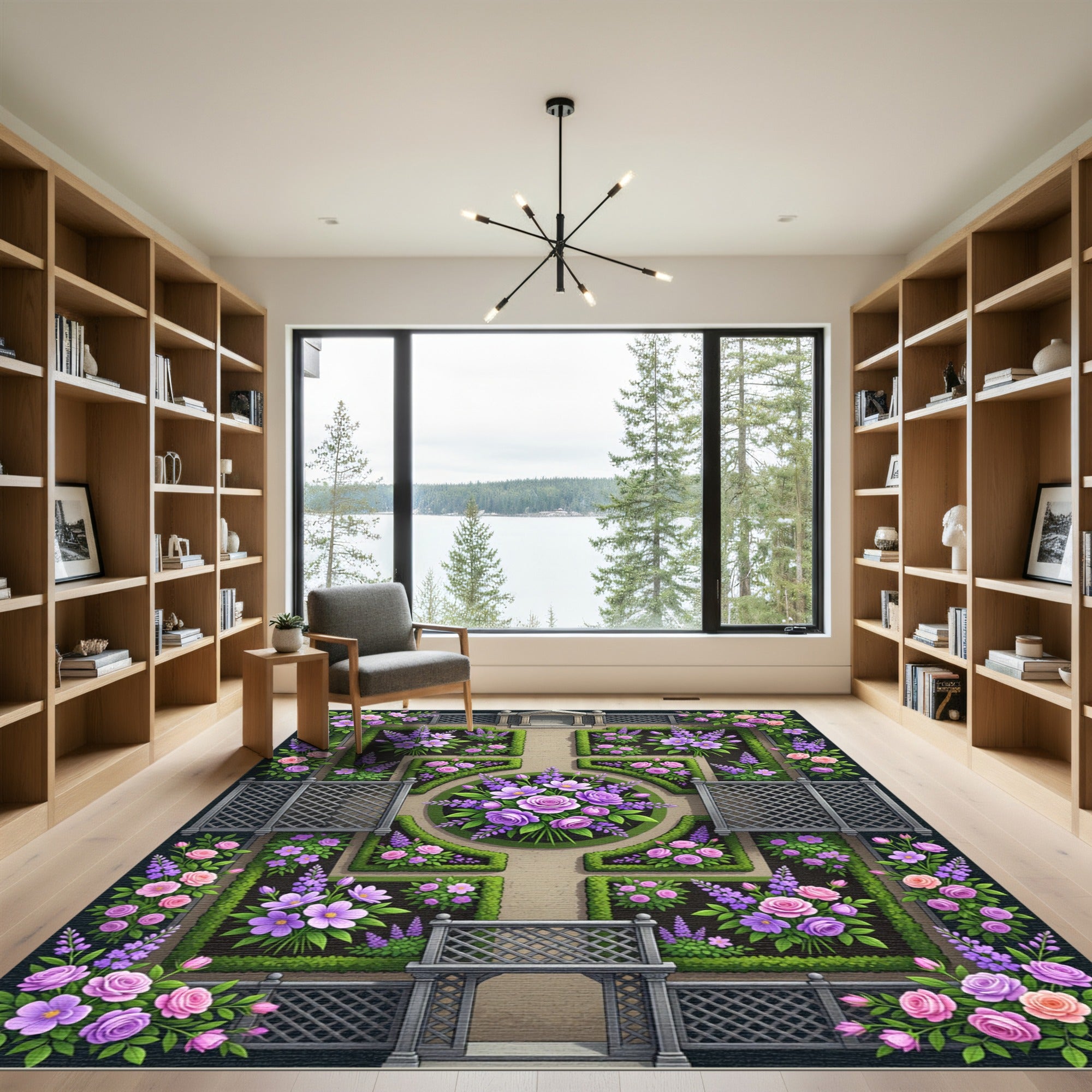 Formal Garden Floral Arrangement Rug