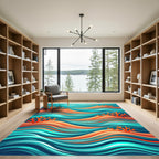 Vibrant Coral Reef Wavy Ocean Waves Rug