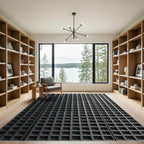 Charcoal Modern Monochromatic Grid Rug