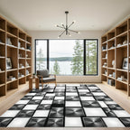 Modern Metallic Geometric Cubes Rug