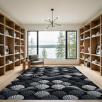 Monochromatic Seashell Wave Pattern Rug