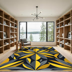 Modern Yellow and Gray Botanical Bloom Rug