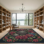Gothic Floral Rose Medallion Bouquet Rug