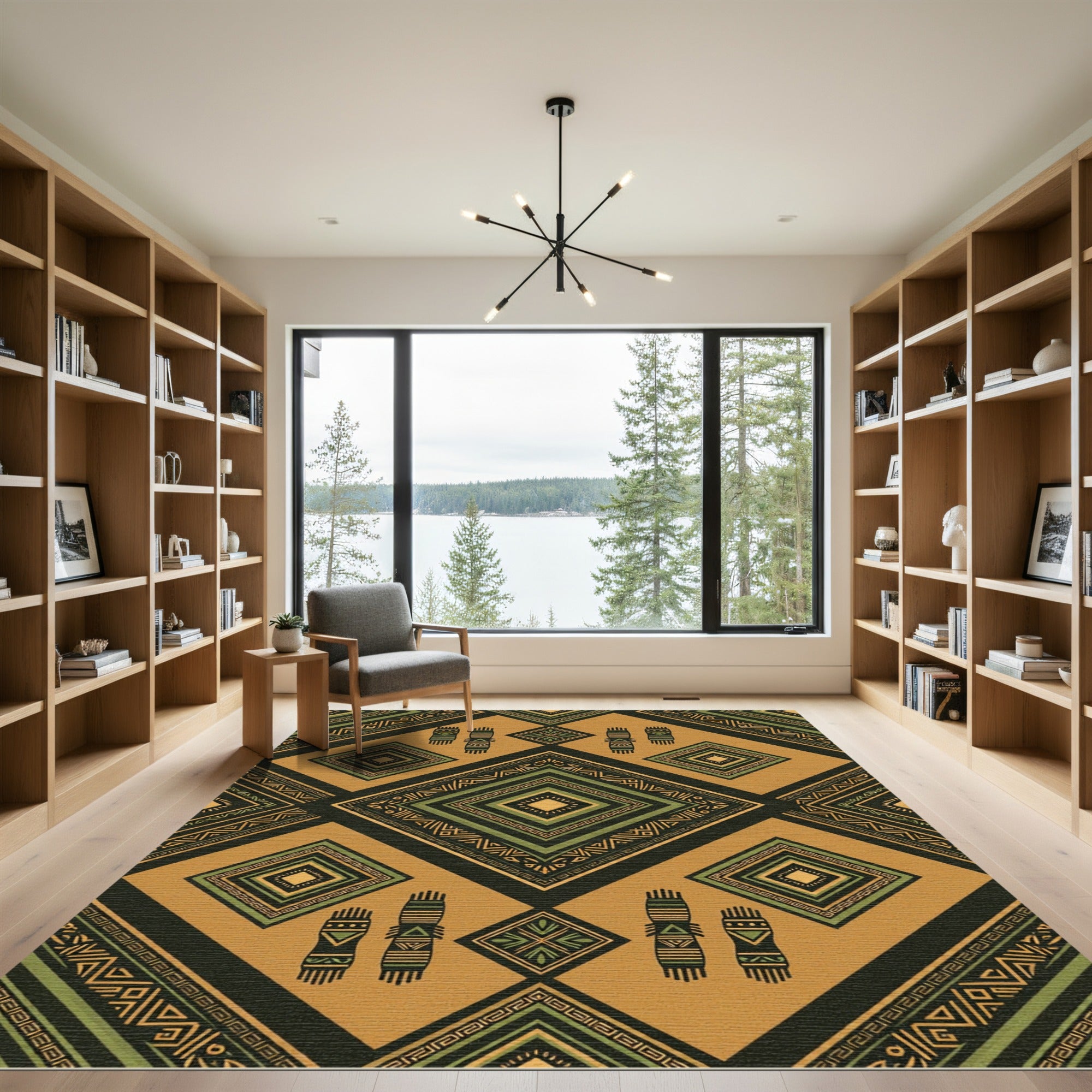 Golden Ochre Geometric Diamond Tribal Rug