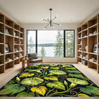 Lush Green Botanical Morning Glory Garden Rug