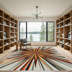 Abstract Orange Starburst Rays Rug