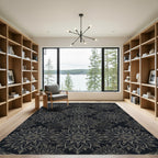 Dark Gray Intricate Mandala Rug