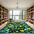 Lush Emerald Green Ivy Vine Garden Rug