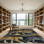 Golden Spotted Leopard Noir Wave Rug
