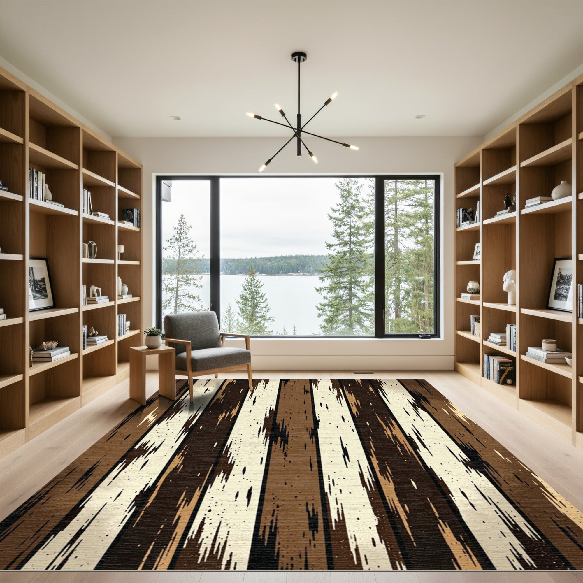 Earthy Tone Streaked Vertical Stripes Rug