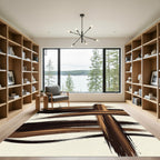 Earthy Brown Abstract Swoosh Rug