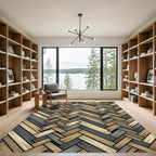 Herringbone Neutral Tones Wooden Textures Rug