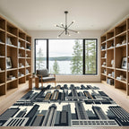 Modern Minimalist Gray Urban Skyline Rug