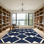 Indigo Geometric Diamond Folk Art Rug