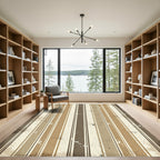 Distressed Earth Tone Vertical Striped Rug