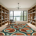 Mid-Century Abstract Organic Cell Earthy Rug
