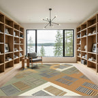 Earthy Hues Rectangular Grid Layout Rug