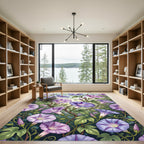 Enchanting Lavender Morning Glory Botanical Rug