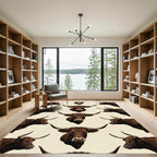 Brown Longhorn Bull Geometric Animal Art Rug