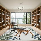 Whimsical Forest Deer Meadow Arrangement Rug