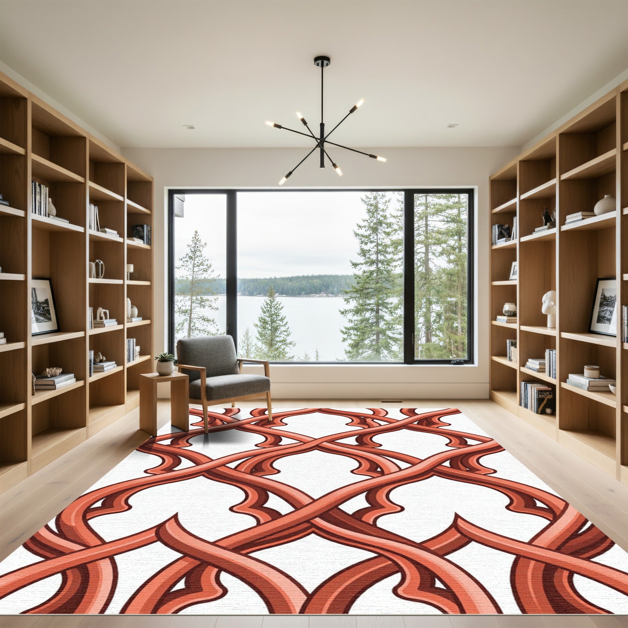 Terracotta Interlocking Woven Swirls Rug
