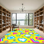 Vibrant Yellow Alphabet Clouds Stars Rug
