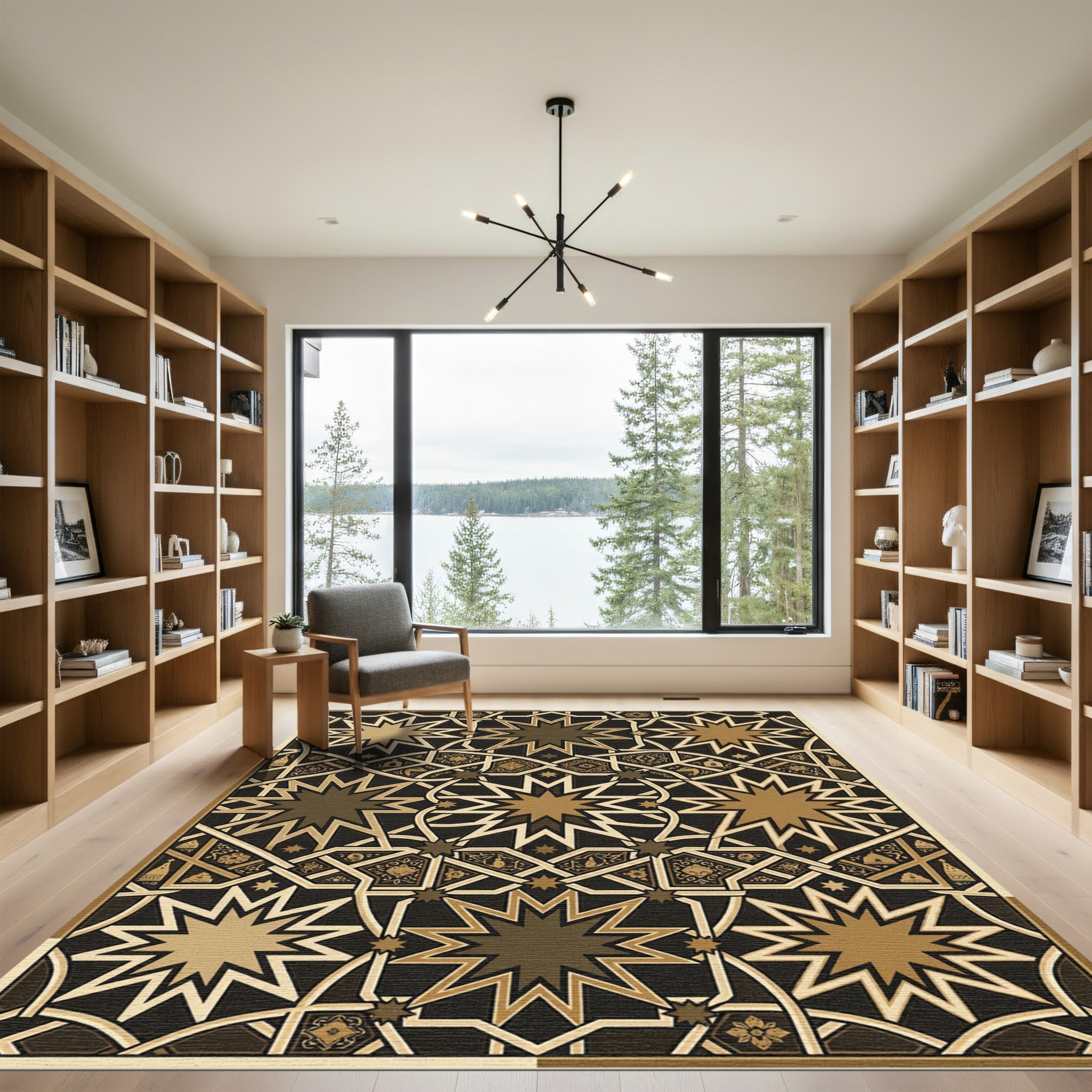 Golden Star Arabesque Geometric Rug