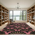 Art Deco Fan Gold Pink Rug