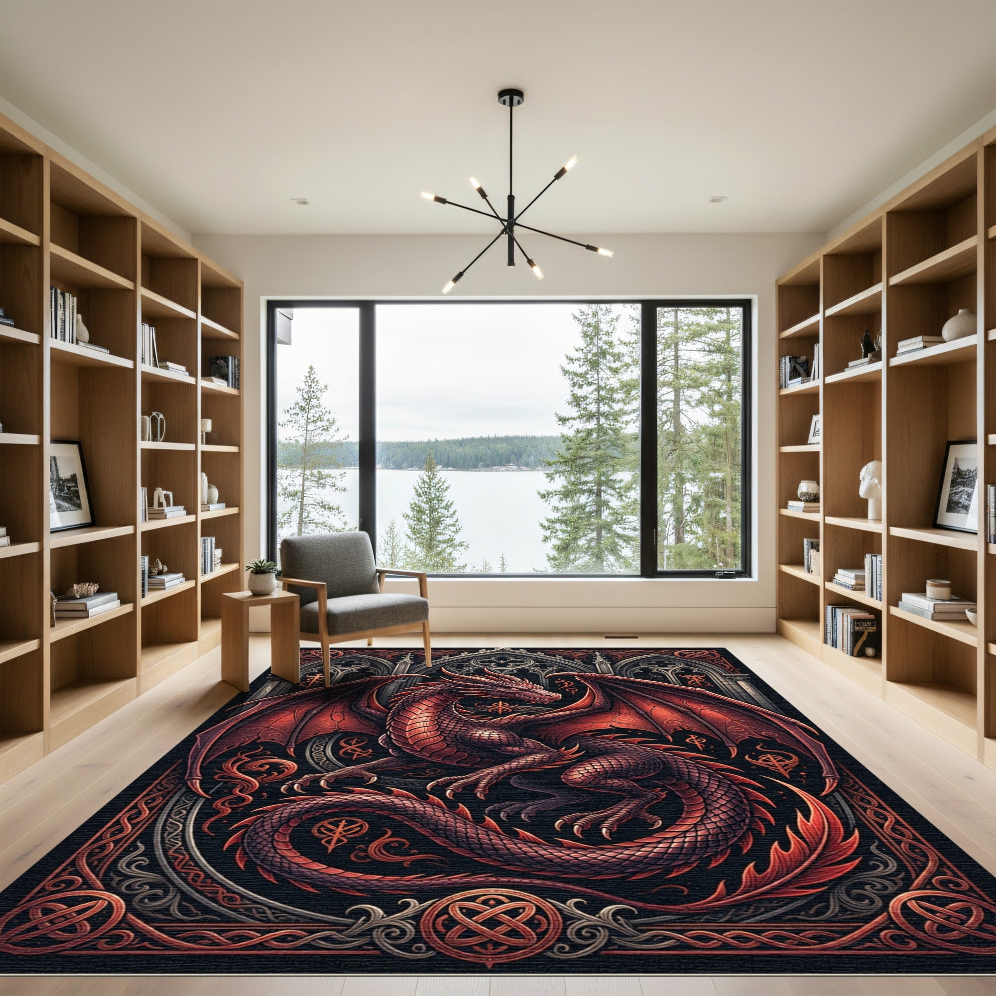 Gothic Crimson Dragon Fantasy Art Rug