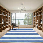 Classic Blue White Horizontal Stripe Rug