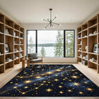 Celestial Golden Starry Night Sky Rug