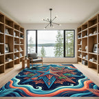 Celestial Star Tropical Wave Art Rug