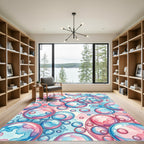 Ethereal Pink and Blue Bubble Art Rug
