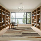 Modern Abstract Wavy Linear Earth Tone Rug