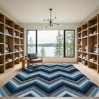 Navy Blue Chevron Zigzag Geometric Art Rug