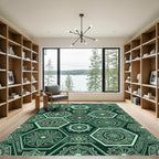 Mint Green Hexagonal Mandala Jewels Rug