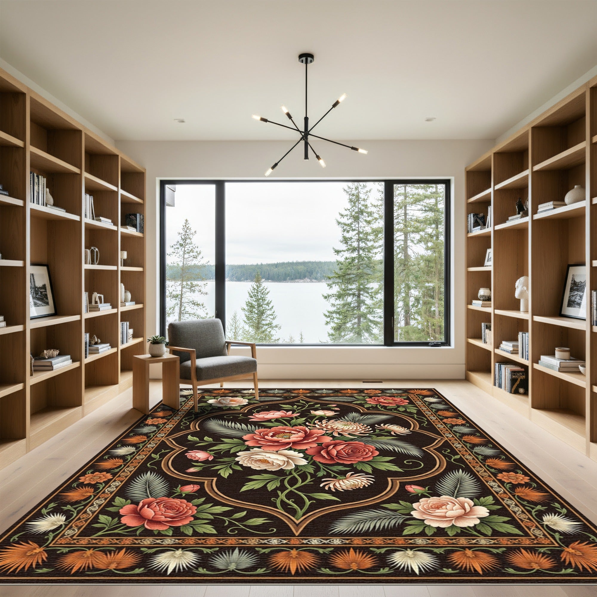 Floral Bouquet Medallion Deep Cocoa Rug