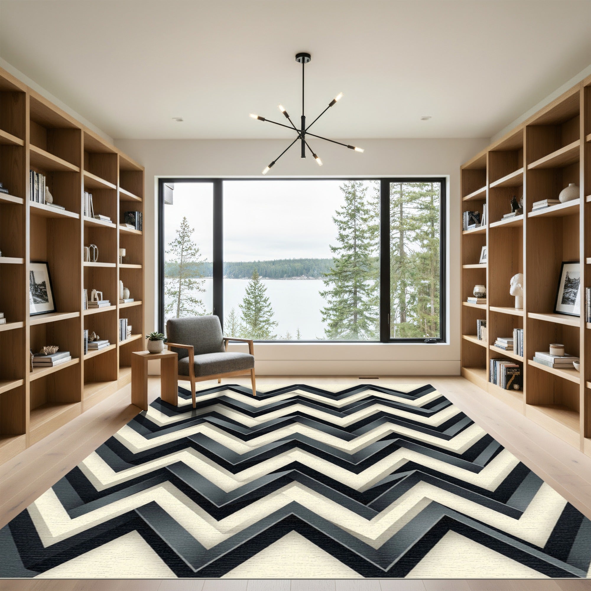 Monochromatic 3D Chevron Ribbon Rug