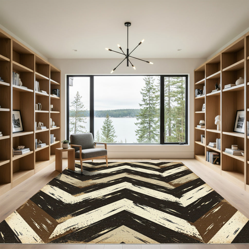 Earthy Chevron Brushstroke Rug